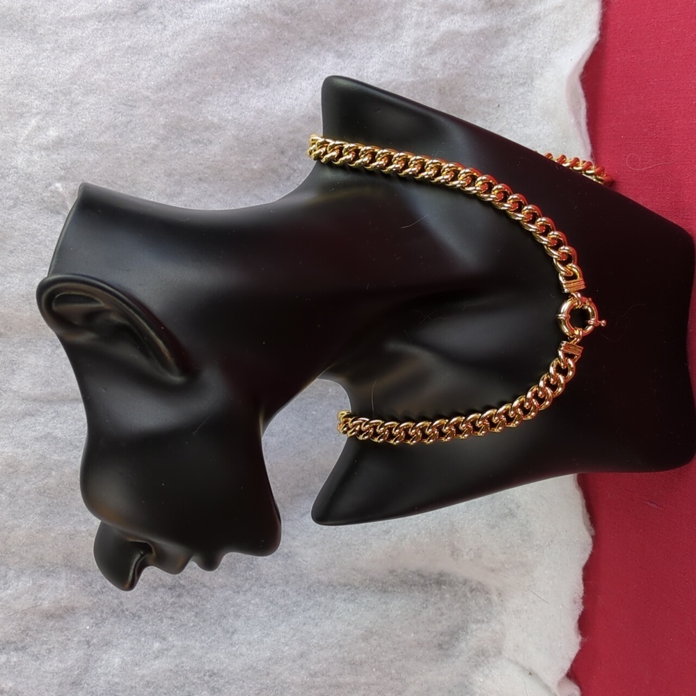 Cuban Chain Necklace With Sailor Clasp 24 K Gold Filled  Unisex! - Picture 4 of 11